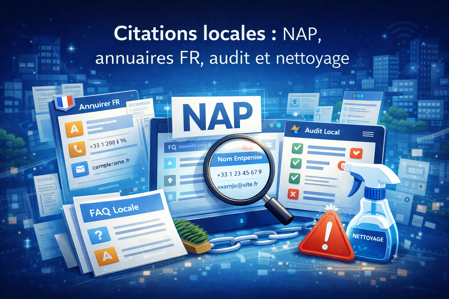 Citations locales : NAP, annuaires FR, audit et nettoyage